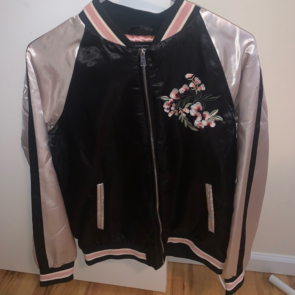 Black/pink Macy’s Bomber Jacket